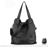 Sac Main Femme Cuir Souple - modèle Noir / 37 x 18 x 40cm - Sac Roche ™