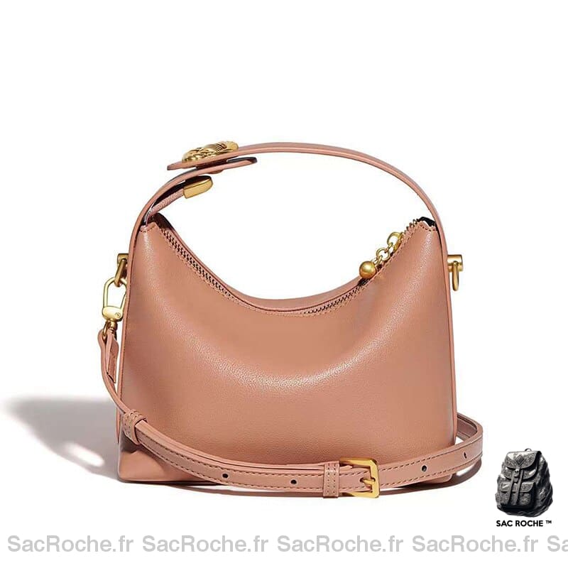 Sac Main Femme Cuir Souple Rose / 18X12X16Cm À