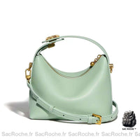 Sac Main Femme Cuir Souple - modèle Vert clair / 18x12x16cm - Sac Roche ™