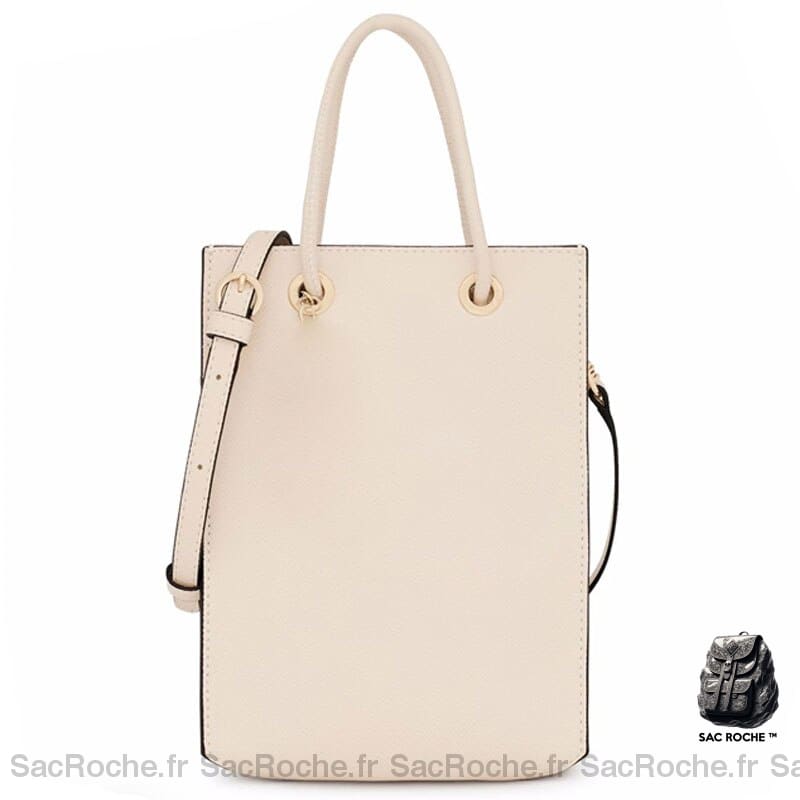 Sac Main Femme Cuir Synthétique Ivoire À