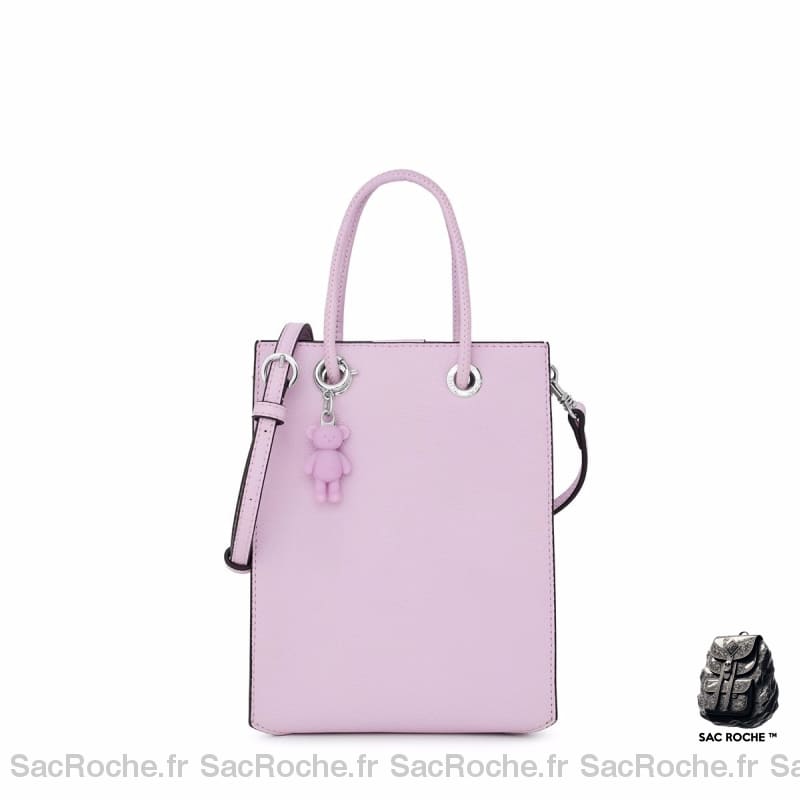 Sac Main Femme Cuir Synthétique Rose À