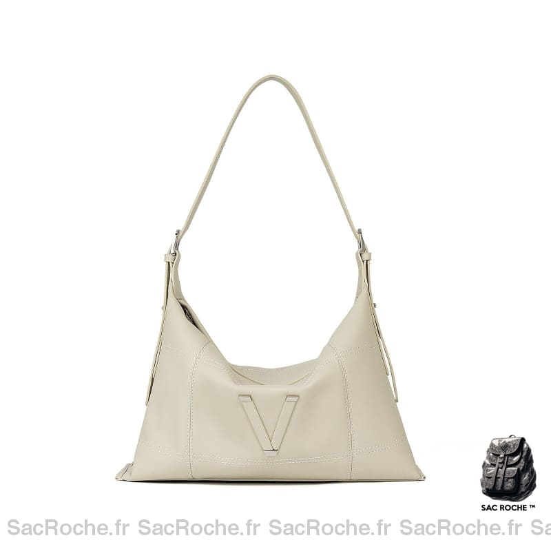 Sac Main Femme Cuir Tendance Blanc / 34X8X5Cm À