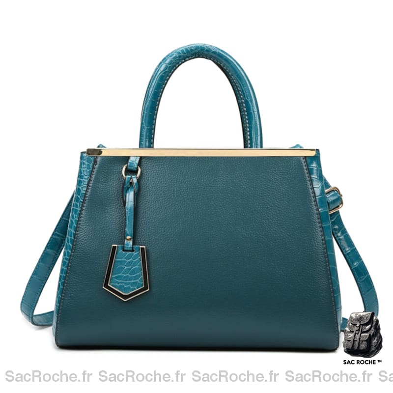 Sac Main Femme Cuir Tendance Bleu À