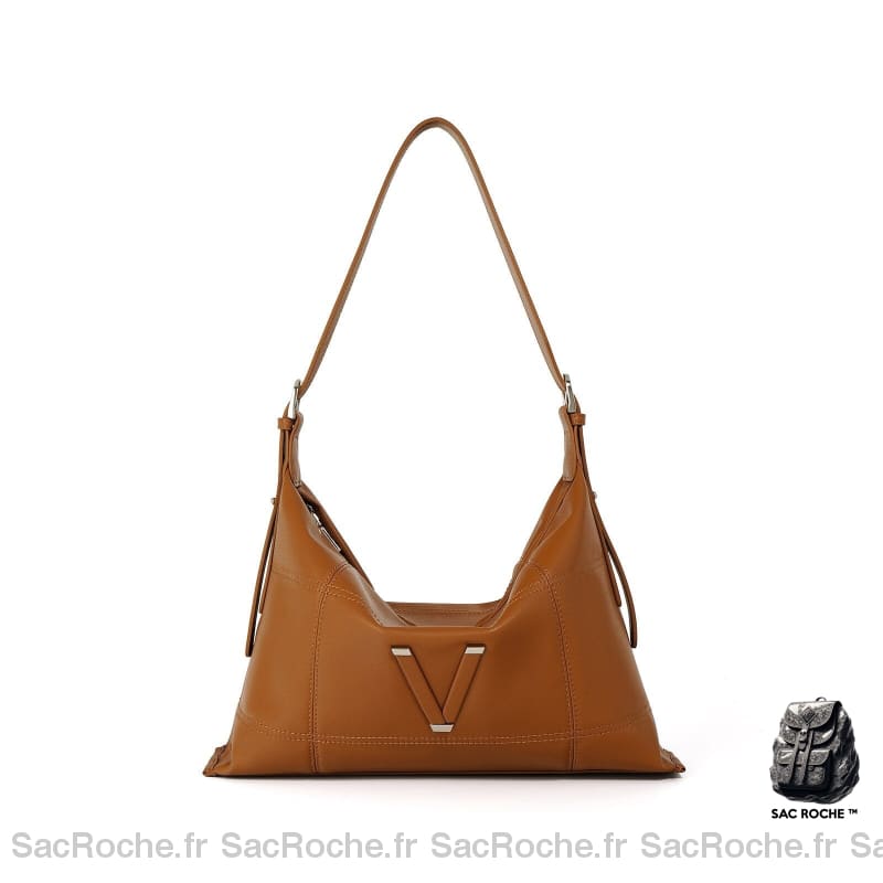 Sac Main Femme Cuir Tendance Marron / 34X8X5Cm À