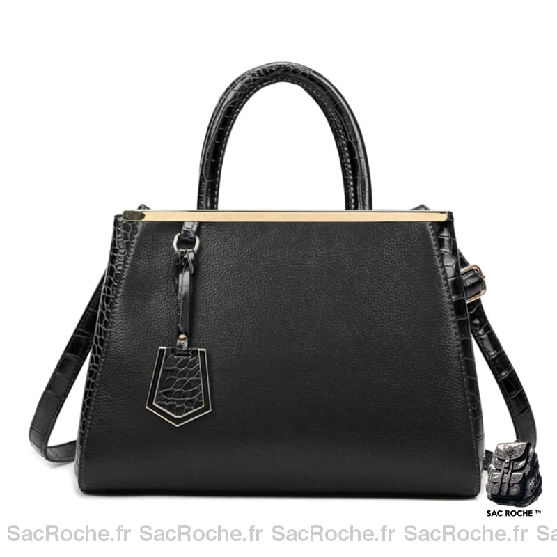 Sac Main Femme Cuir Tendance Noir À