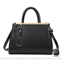 Sac Main Femme Cuir Tendance - modèle Noir - Sac Roche ™