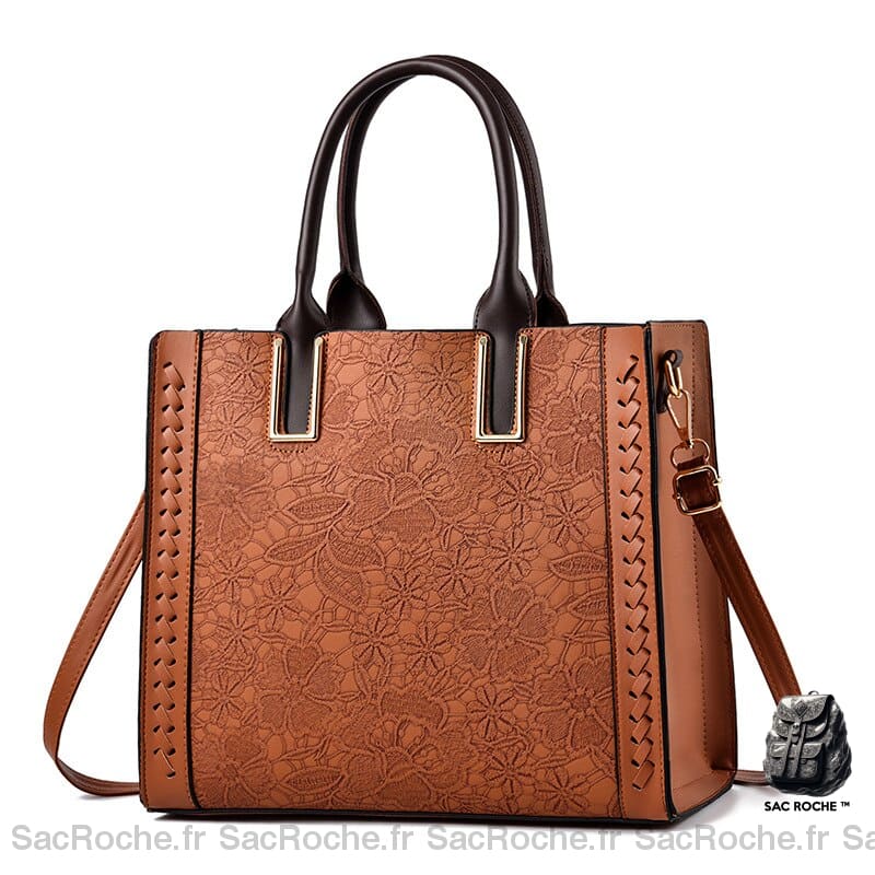 Sac Main Femme Cuir Tendance Orange / 33Cm À