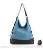 Sac Main Femme Cuir Toile Bleu / 41X19X43Cm À