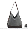 Sac Main Femme Cuir Toile Gris / 41X19X43Cm À