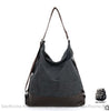 Sac Main Femme Cuir Toile Noir / 41X19X43Cm À