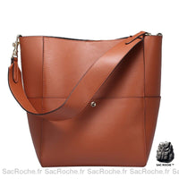 Sac Main Femme Cuir Véritable - modèle Marron / 25x31x15.5cm - Sac Roche ™