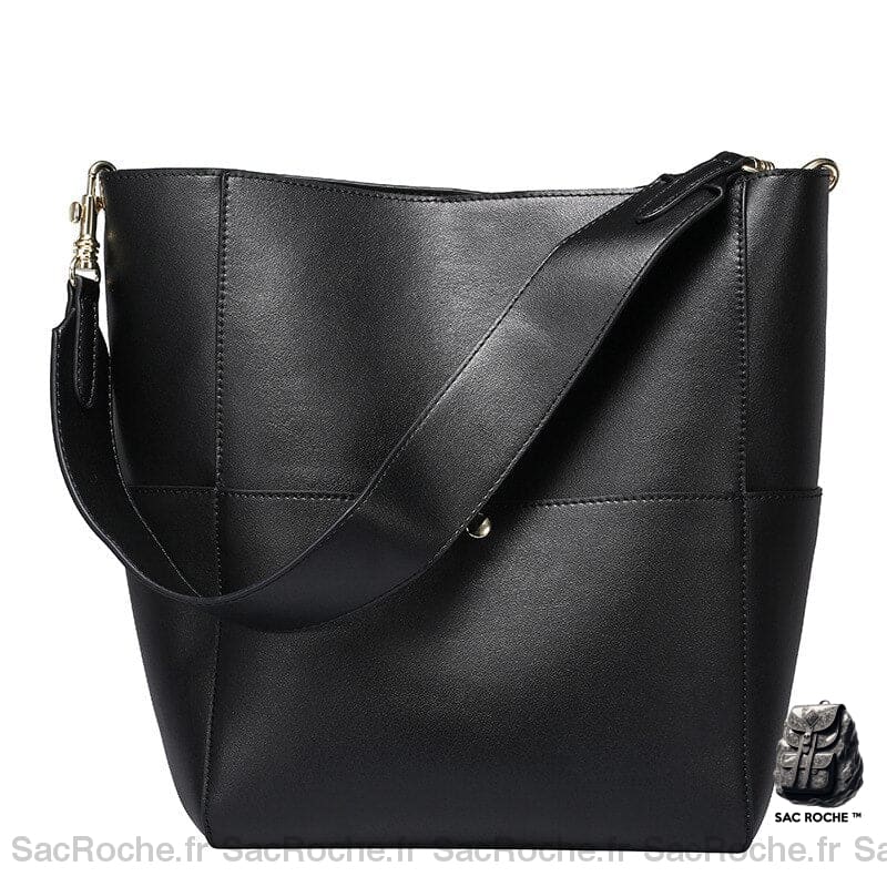 Sac Main Femme Cuir Véritable Noir / 25X31X15.5Cm À