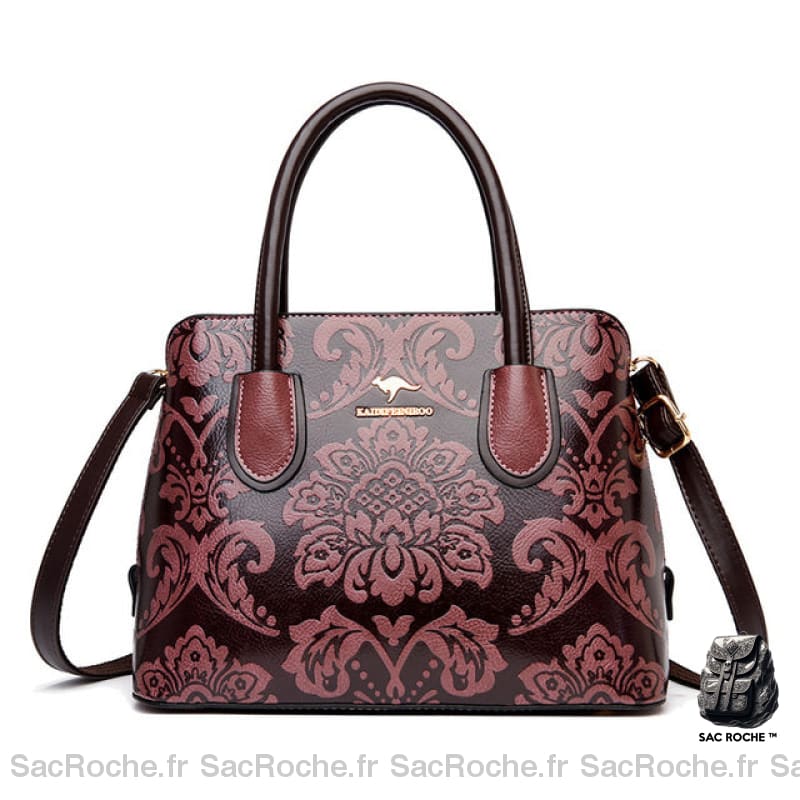 Sac Main Femme Cuir Verni Motif Fleuri Rose Sac À Main Femme