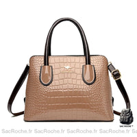 Sac Main Femme Cuir Vernis Imprimé Croco - Sac Roche ™