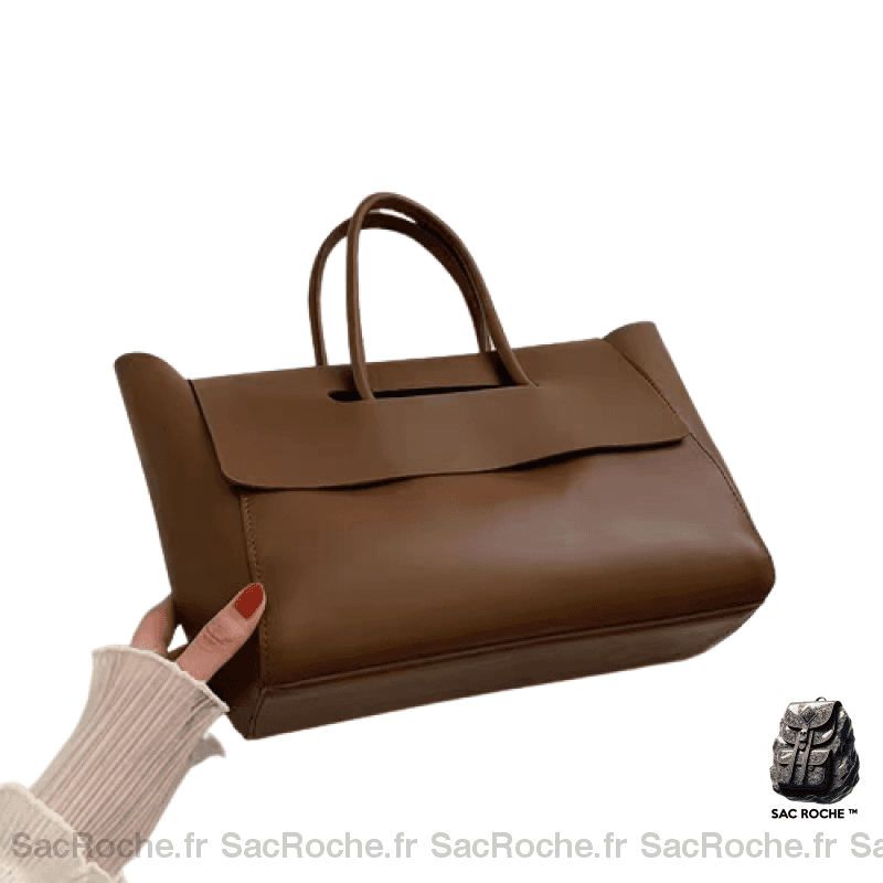 Sac Main Femme Cuir Vintage Café / 41X26X12Cm À