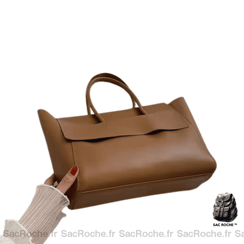 Sac Main Femme Cuir Vintage Marron / 41X26X12Cm À