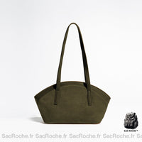Sac Main Femme Daim Chic - modèle Vert armé - Sac Roche ™