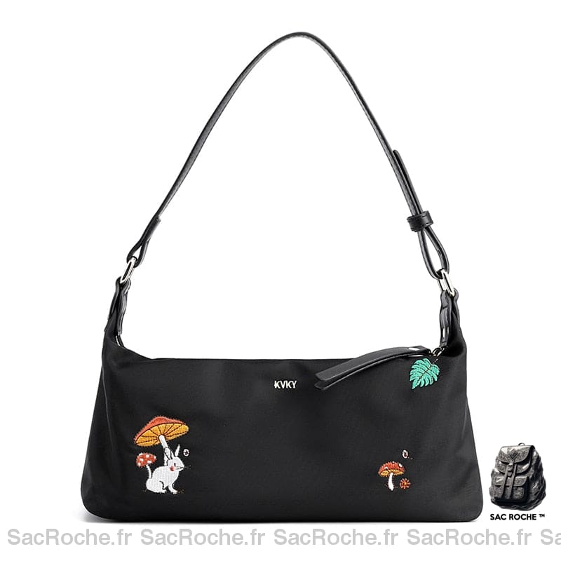 Sac Main Femme Dessin Noir / 28X6.5X14Cm À