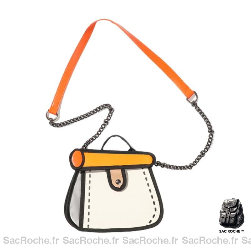 Sac Main Femme Dessin Orange / 22Cm X 9Cm 18Cm À