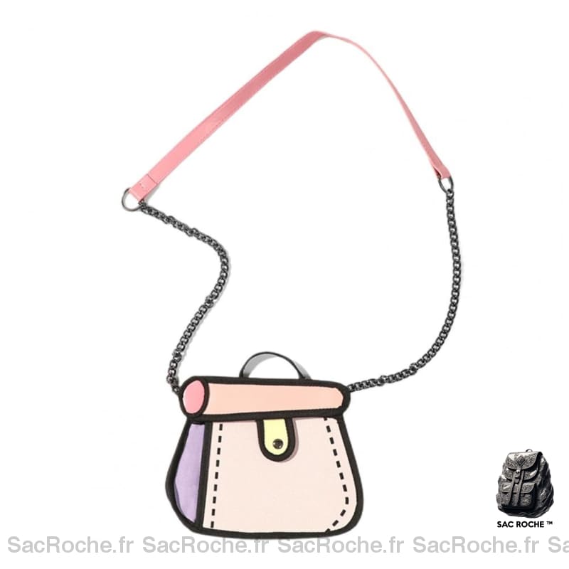 Sac Main Femme Dessin Rose / 22Cm X 9Cm 18Cm À