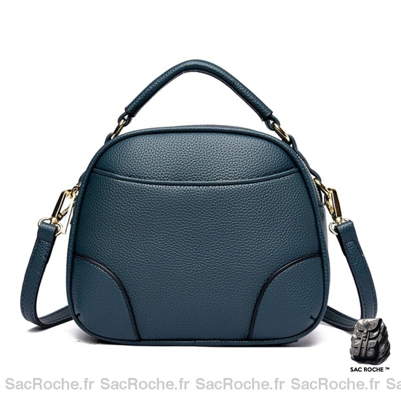 Sac Main Femme Double Compartiment Bleu Foncé À