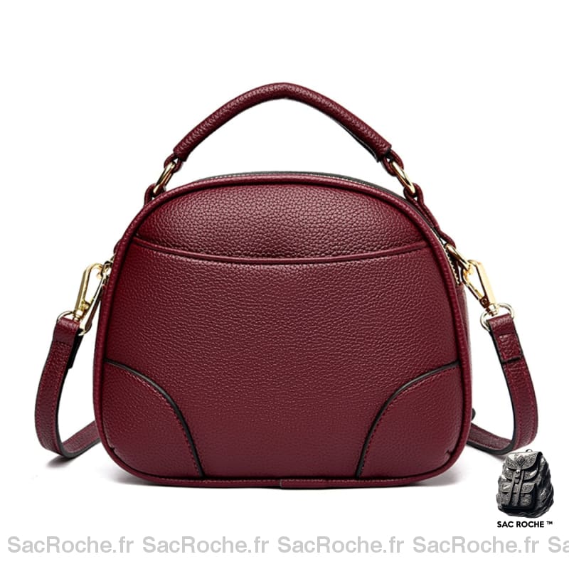 Sac Main Femme Double Compartiment Bordeaux À