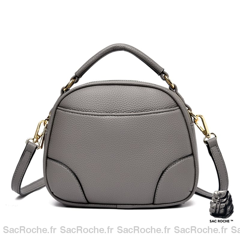 Sac Main Femme Double Compartiment Gris À