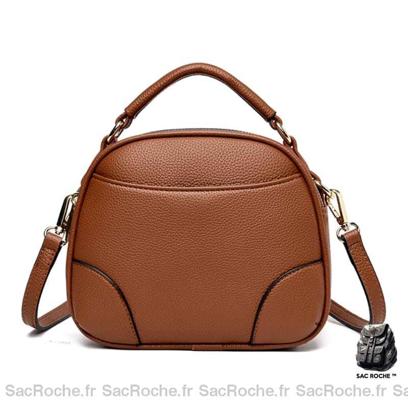 Sac Main Femme Double Compartiment Marron À