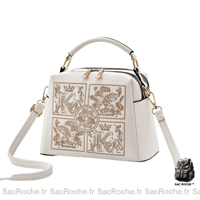 Sac Main Femme Double Compartiments - modèle Blanc / 23x16x12cm - Sac Roche ™