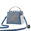 Sac Main Femme Double Compartiments Bleu / 23X16X12Cm À