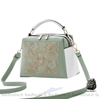 Sac Main Femme Double Compartiments - modèle Vert / 23x16x12cm - Sac Roche ™