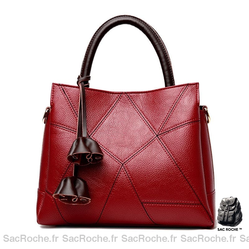 Sac Main Femme Élégant Bordeaux / 27Cmx12Cmx24Cm À
