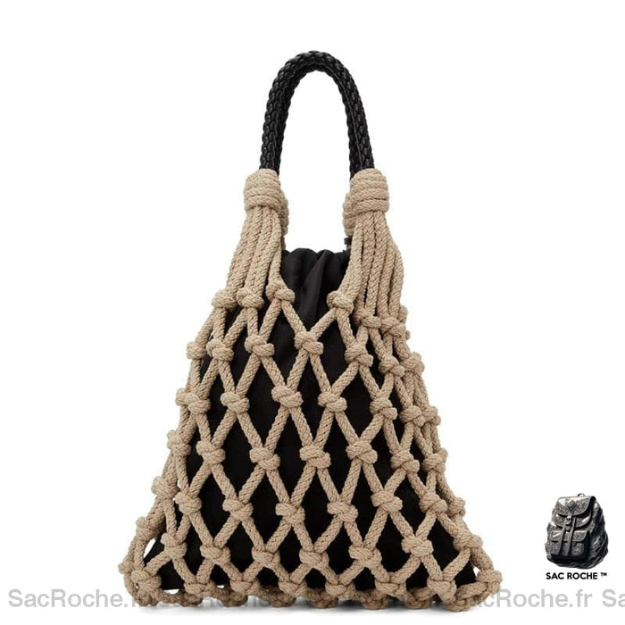 Sac Main Femme En Corde Noir À