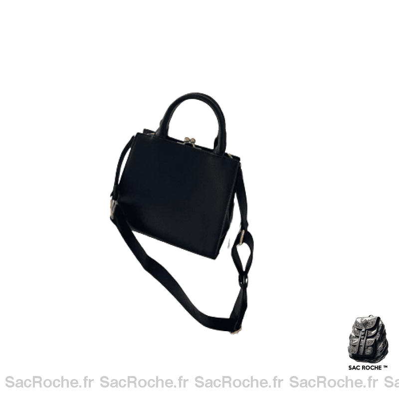 Sac Main Femme En Cuir Noir / 17.5 X 18 8Cm À