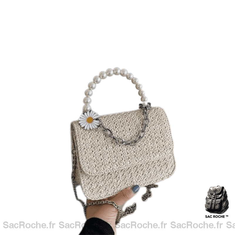 Sac Main Femme Été Mini Blanc / 17X13X7Cm À