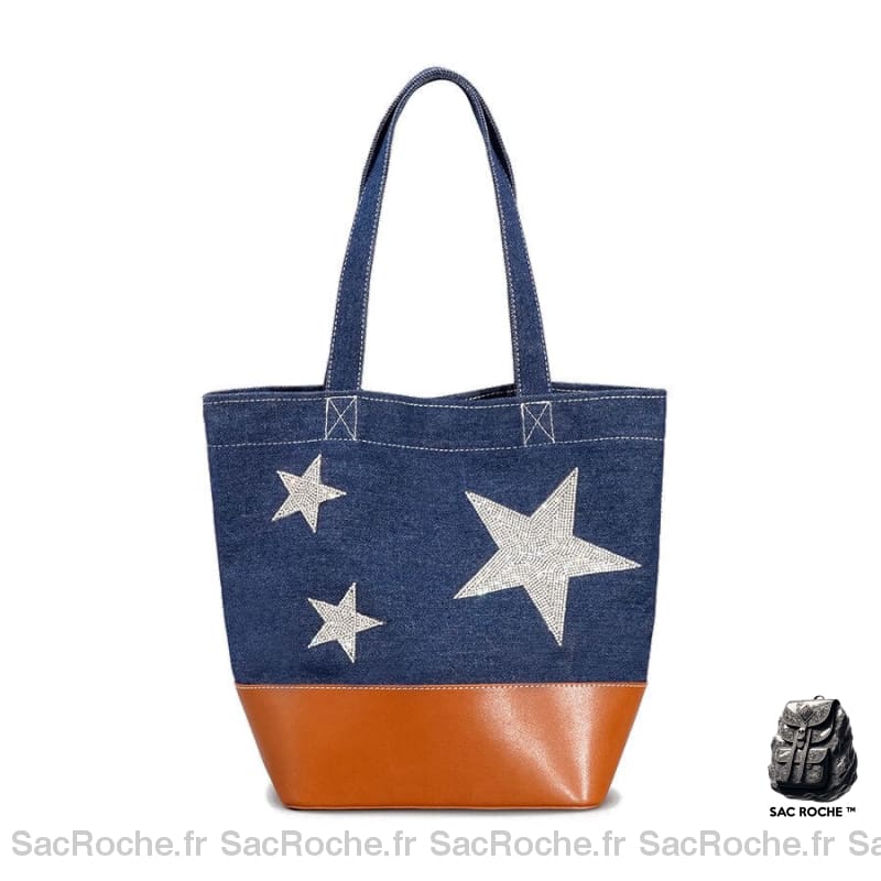 Sac Main Femme Étoile Bleu À