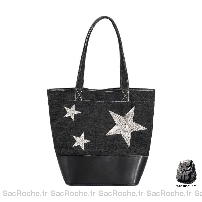 Sac Main Femme Étoile Noir À