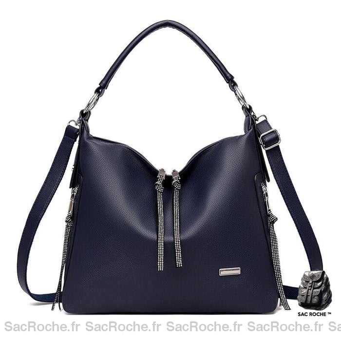 Sac Main Femme Fermeture Éclair Bleu Sombre / 32X15X28Cm À