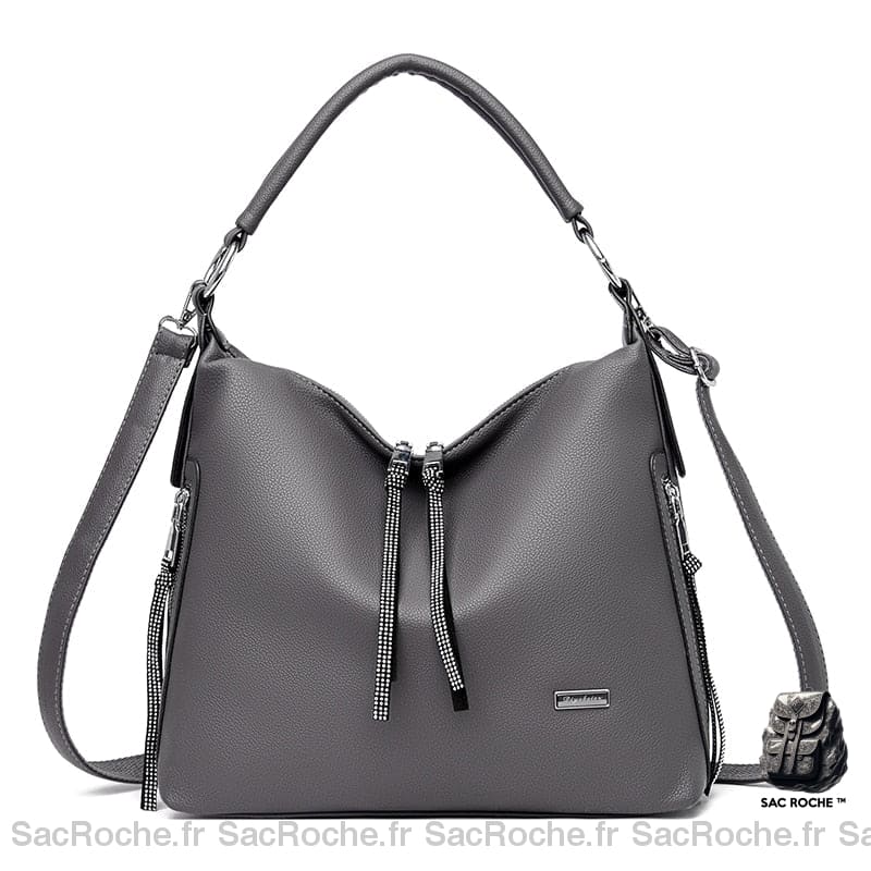 Sac Main Femme Fermeture Éclair Gris / 32X15X28Cm À