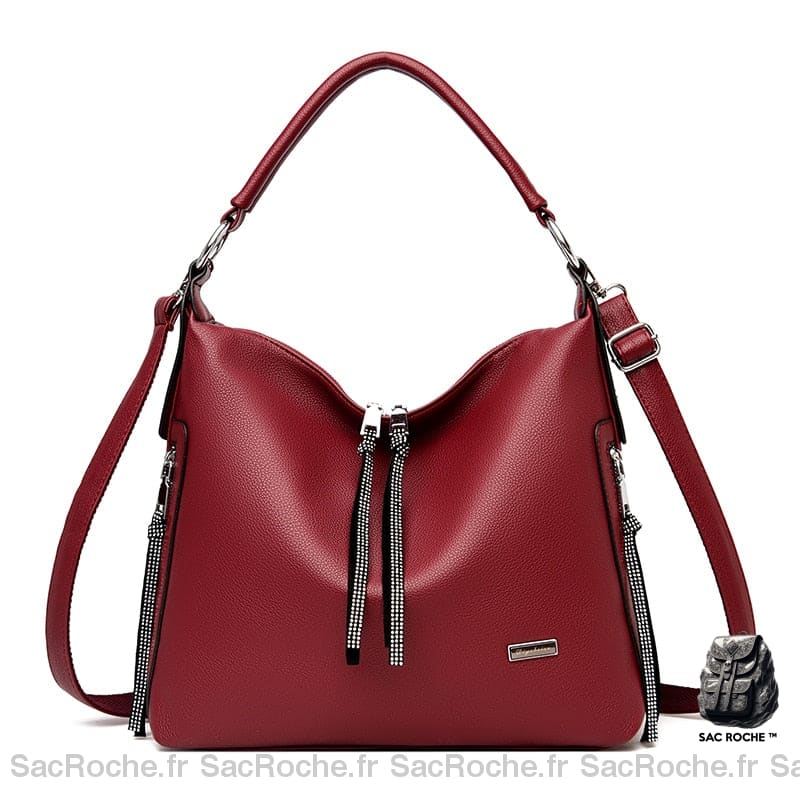 Sac Main Femme Fermeture Éclair Rouge / 32X15X28Cm À