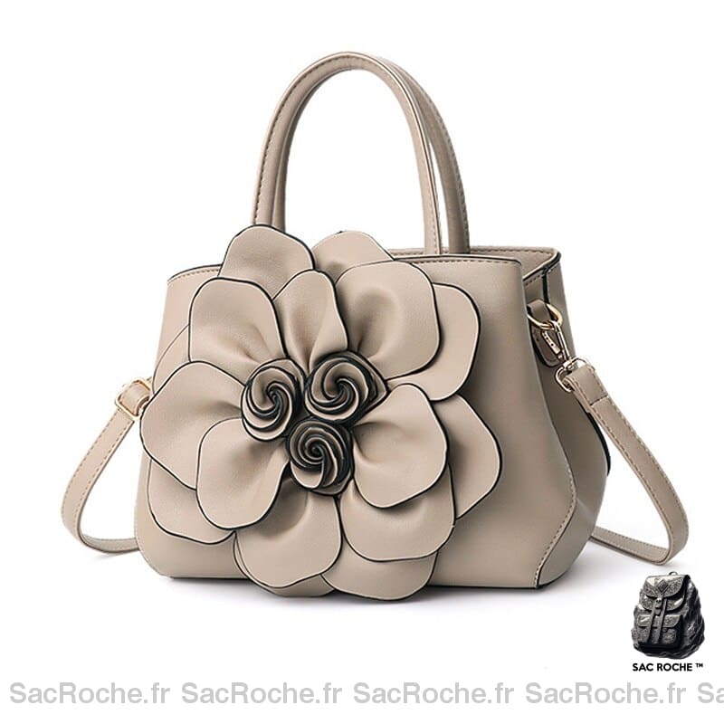 Sac Main Femme Fleurissant Beige À