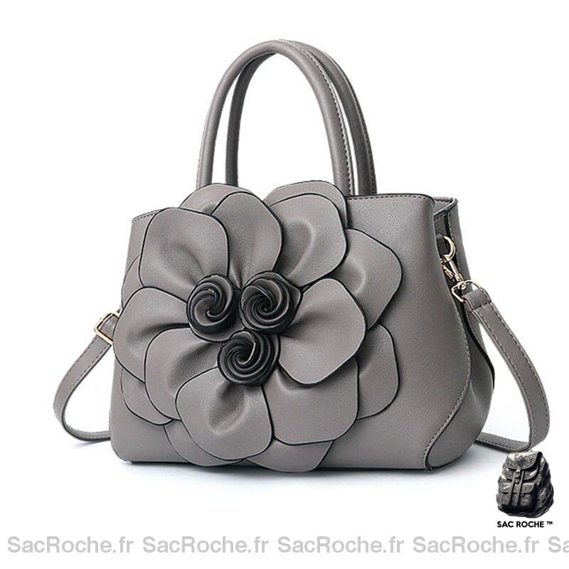 Sac Main Femme Fleurissant Gris À