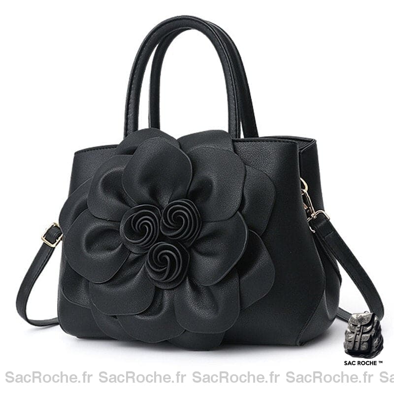 Sac Main Femme Fleurissant Noir À