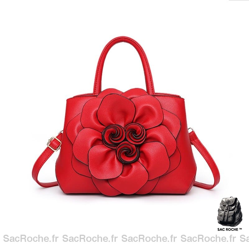 Sac Main Femme Fleurissant Rouge À