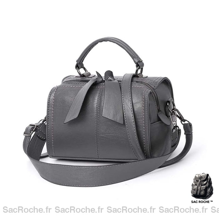 Sac Main Femme Forme Bowling Gris À