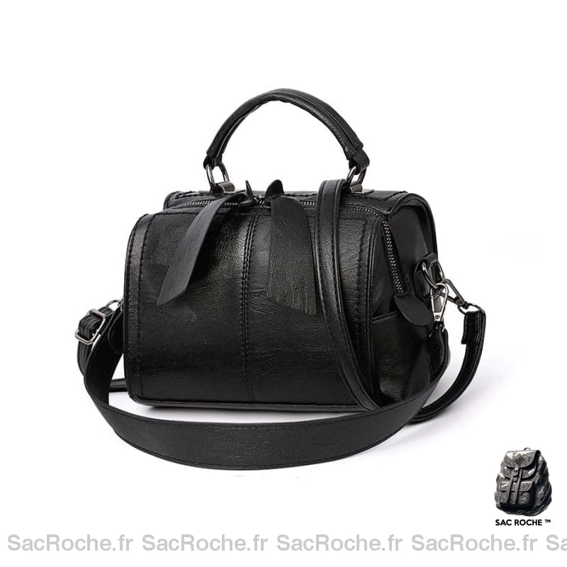 Sac Main Femme Forme Bowling Noir À