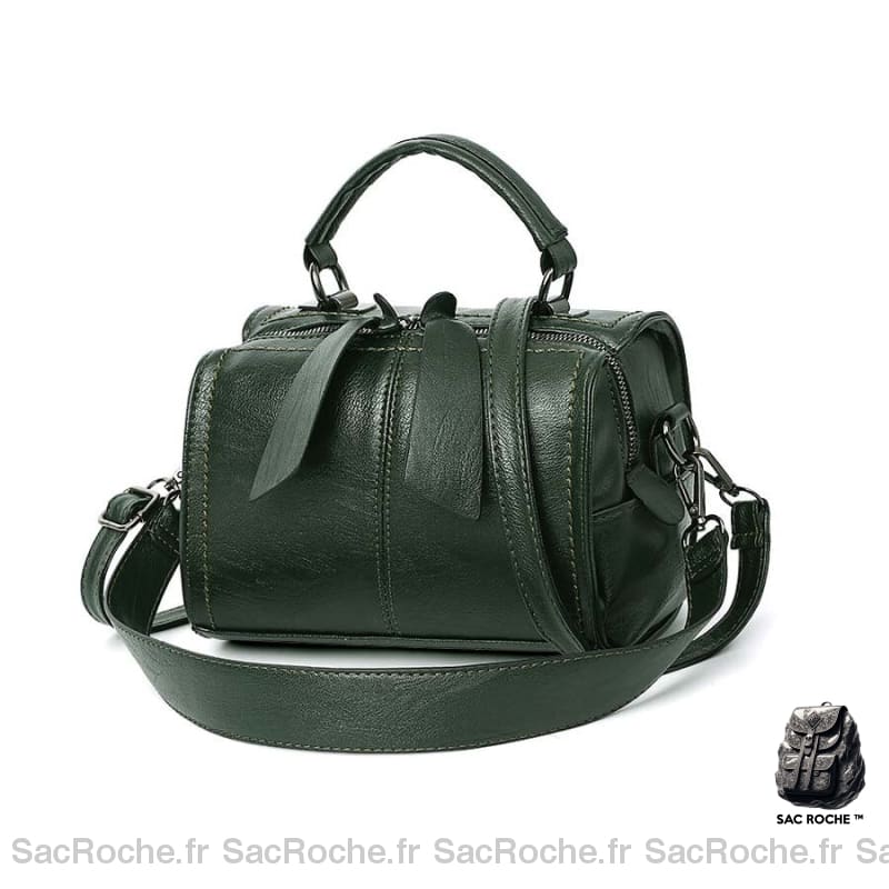 Sac Main Femme Forme Bowling Vert Armé À