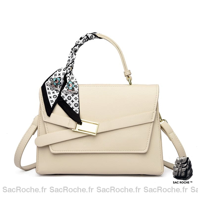 Sac Main Femme Foulard Chic Ivoire / 24X12X17Cm À