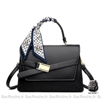 Sac Main Femme Foulard Chic - modèle Noir / 24x12x17cm - Sac Roche ™