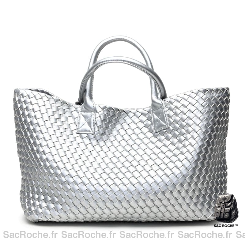 Sac Main Femme Fourre Tout Classique Argenté À